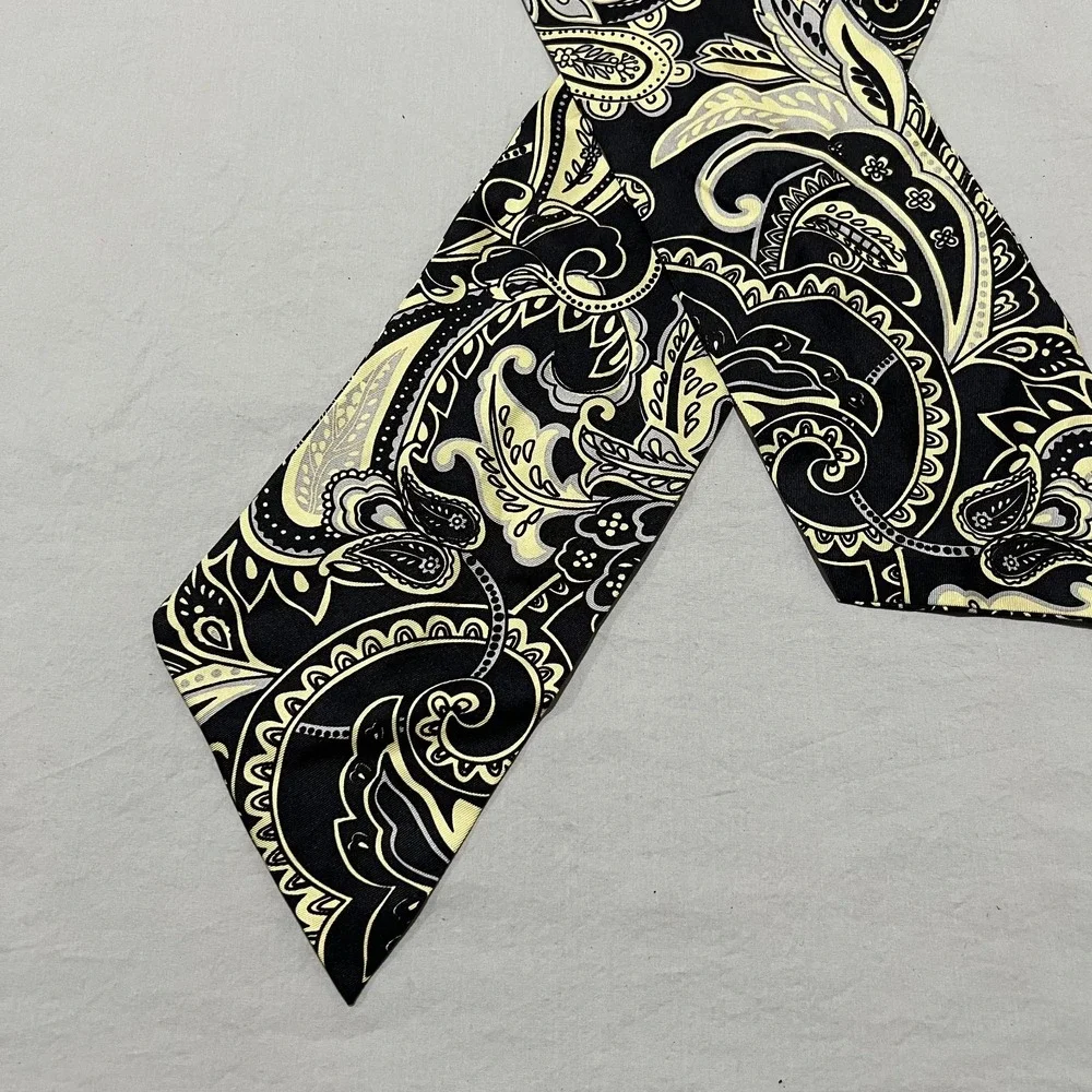 J.McLaughlin Womens Black Cream White Paisley Classic Silk Neck Scarf Cravat